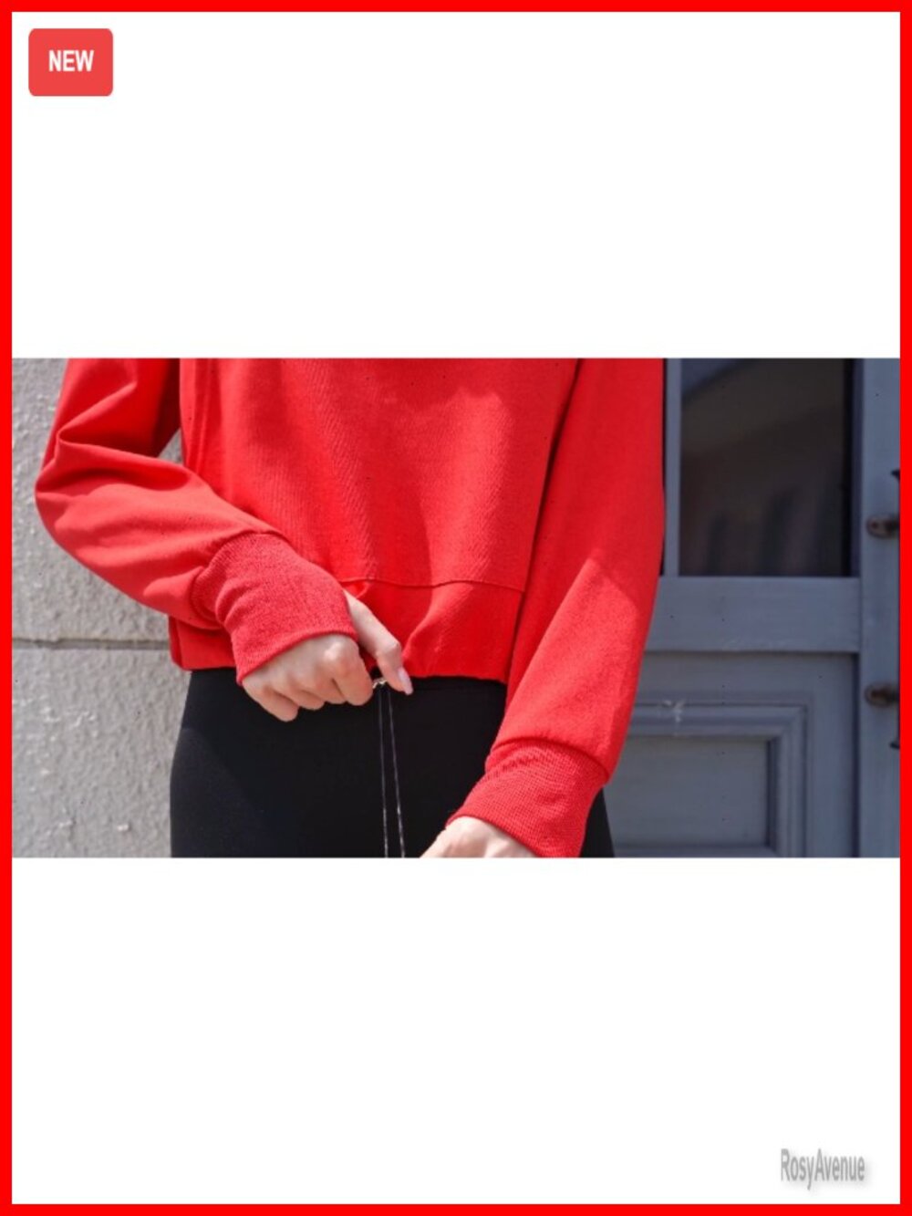 Women Long Sleeve Half Zip Cropped Sweatshirt V Neck Pullover with Kangaroo - Picture 5 of 6